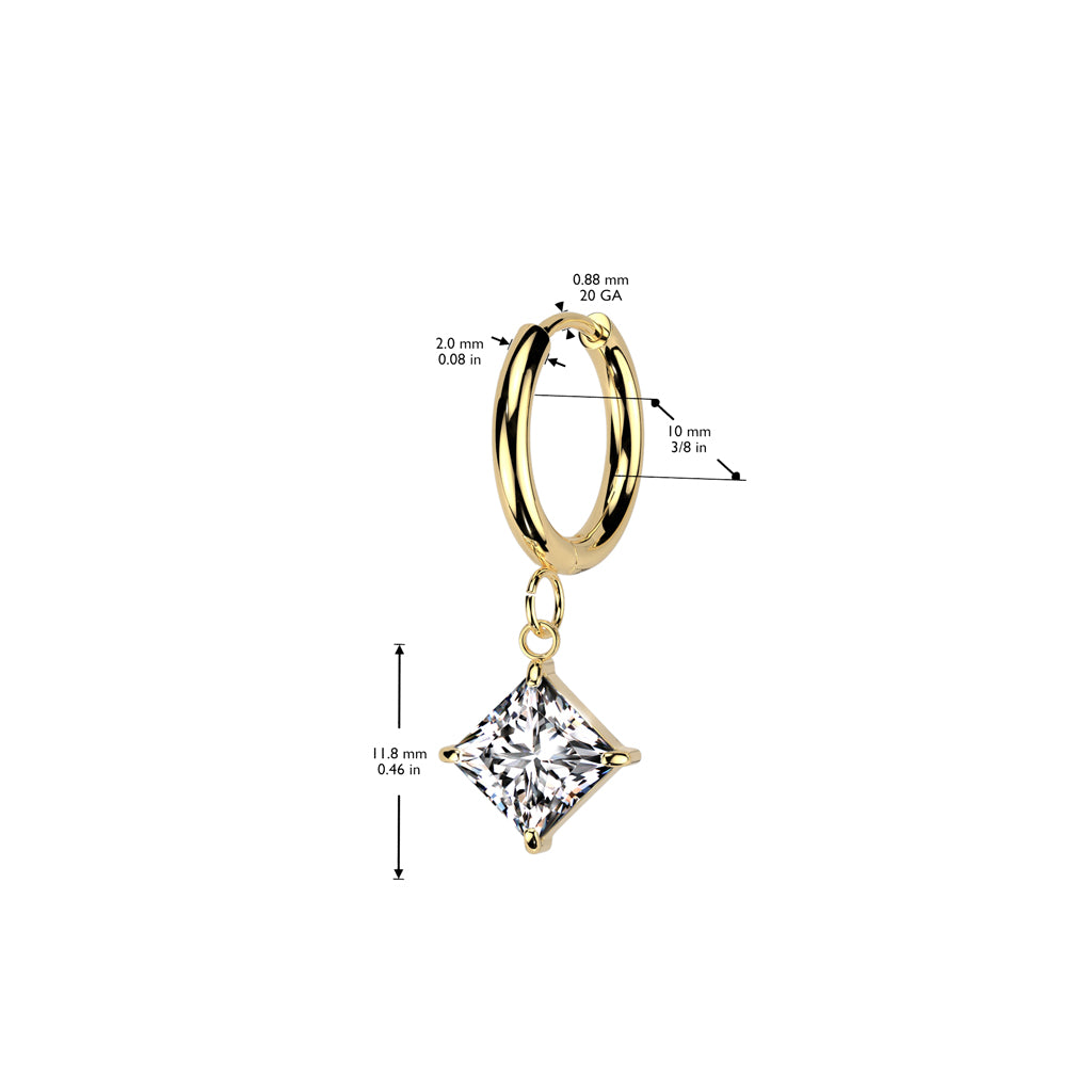 DIAMOND CRYSTAL CHARM 10MM HOOP EARRINGS