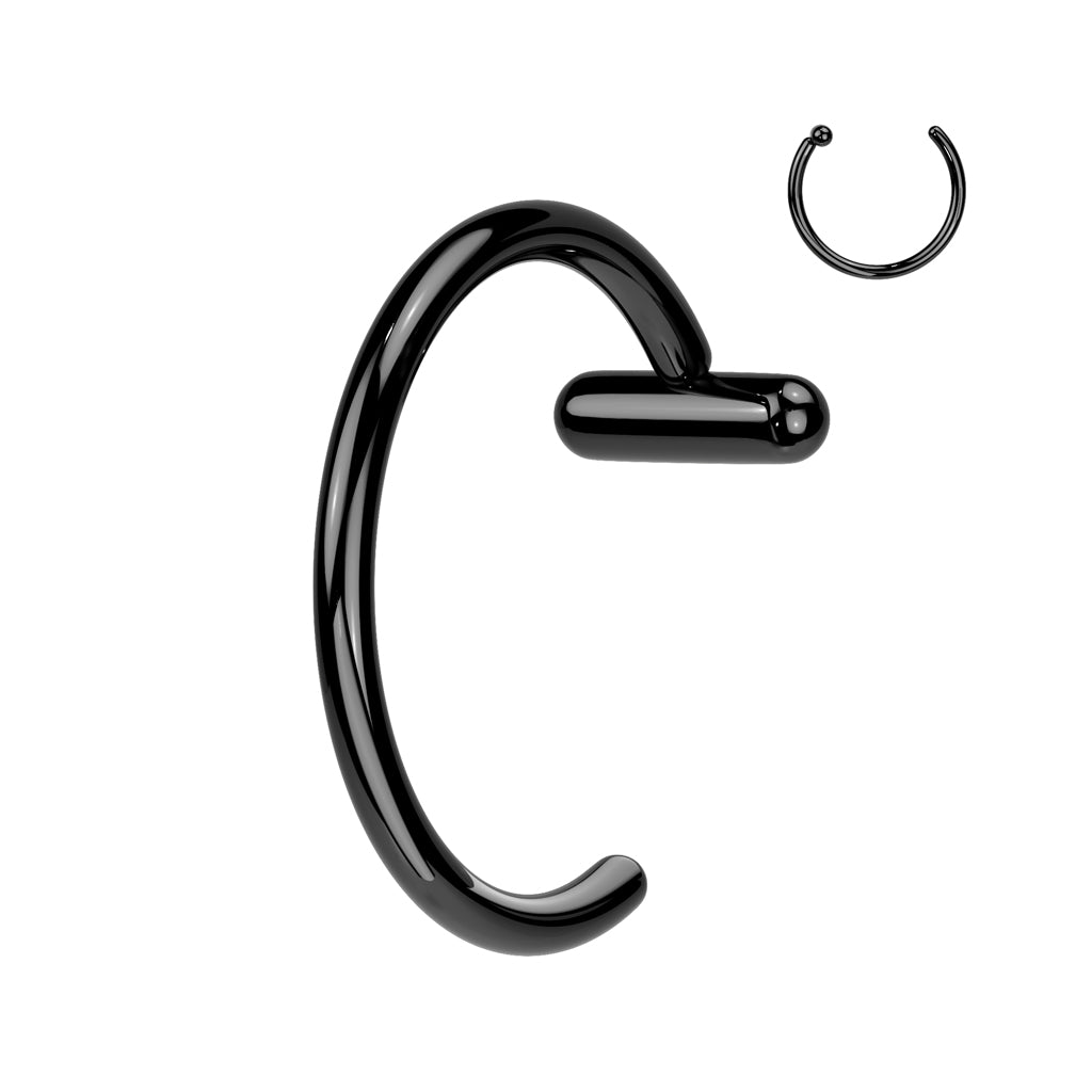 TITANIUM 8MM HALF NOSE HOOP WITH BAR STOPPER - 20 GAUGE -8MM