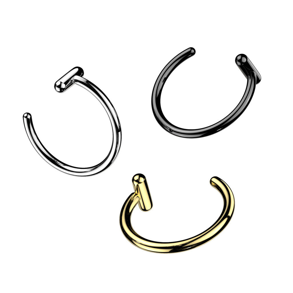TITANIUM 8MM HALF NOSE HOOP WITH BAR STOPPER - 20 GAUGE -8MM