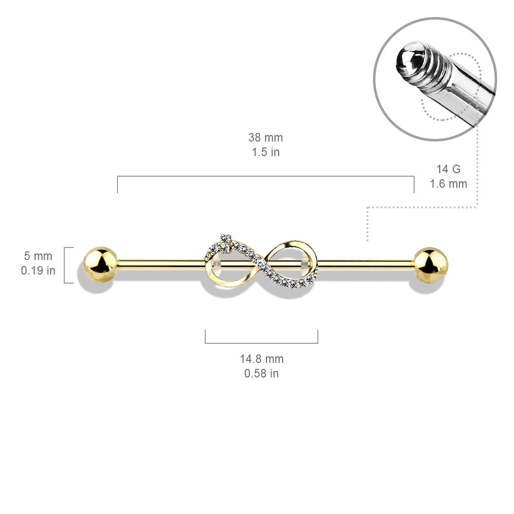 CRYSTAL INFINITY INDUSTRIAL BAR - 38MM