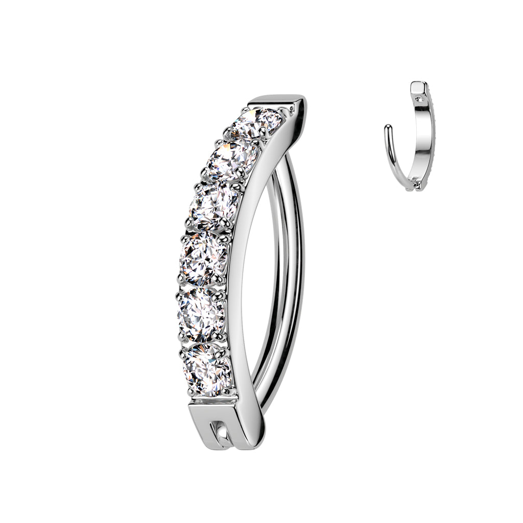 TITANIUM ULTRA CRYSTAL LINED BELLY CLICKER HOOP BARBELL - 10MM