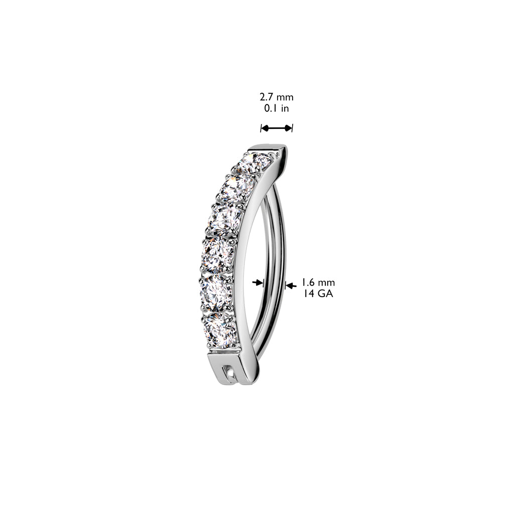 TITANIUM ULTRA CRYSTAL LINED BELLY CLICKER HOOP BARBELL - 10MM