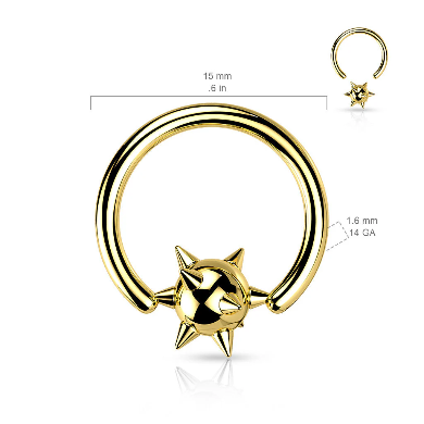 14 GAUGE SILVER SPIKE BALL CAPTIVE RING