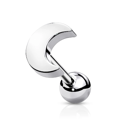 16 GAUGE CRESCENT MOON TOP CARTILAGE TRAGUS STUD