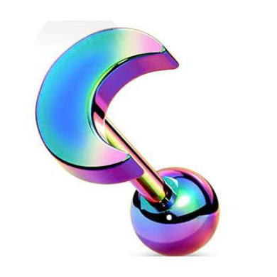 16 GAUGE CRESCENT MOON TOP CARTILAGE TRAGUS STUD