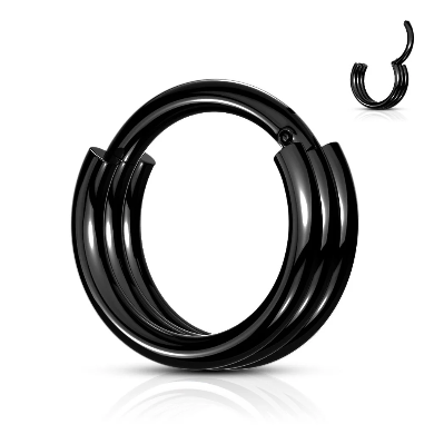 16 GAUGE HINGED TRIPLE HOOP RING 10MM CONCH