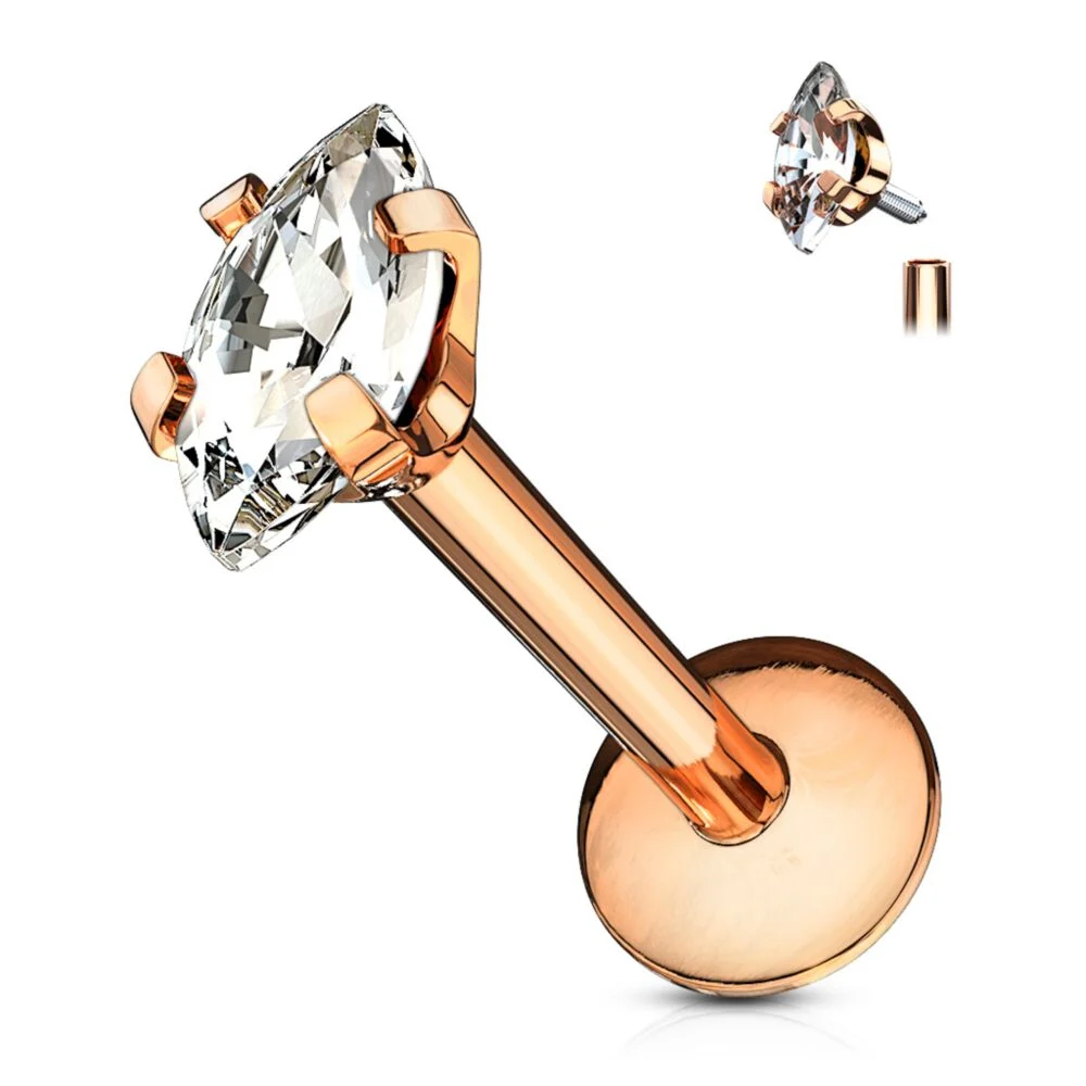 DAINTY MARQUISE TEARDROP CRYSTAL FLAT BACK LABRET STUD