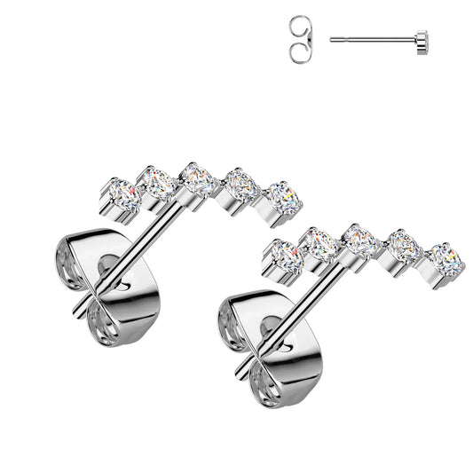 DAINTY CRYSTAL LINED STUD EARRING -20 GAUGE