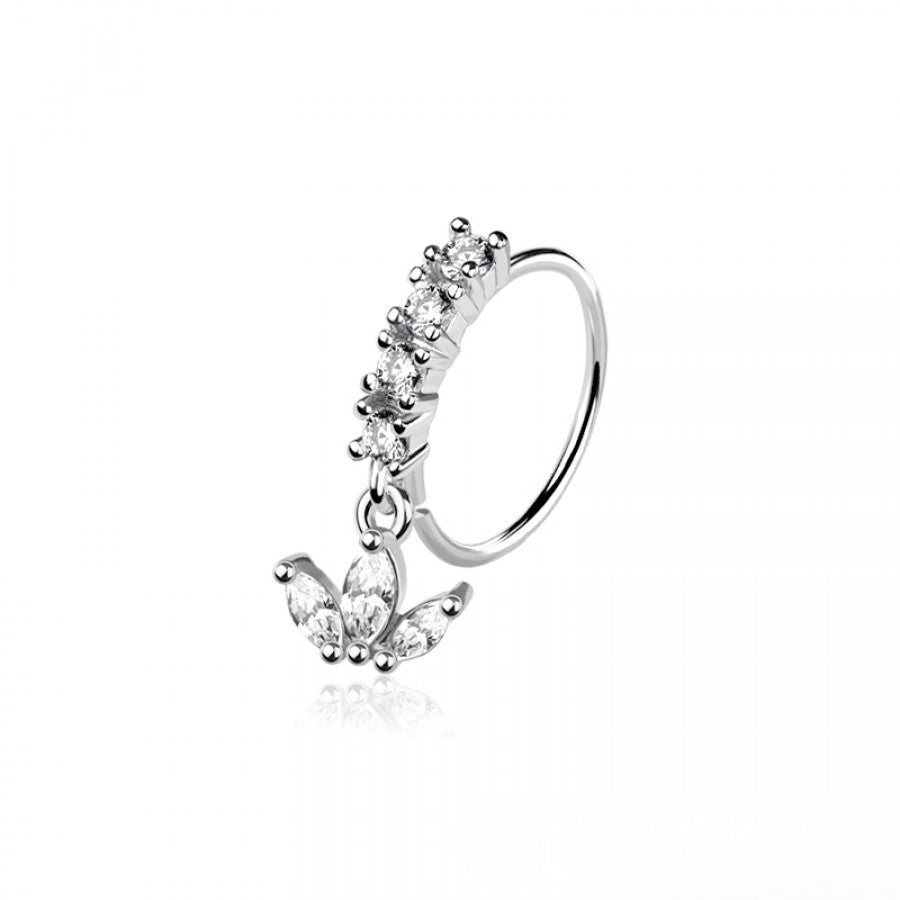 CRYSTAL MARQUISE CHARM NOSE RING - 8MM - 20 GAUGE BENDABLE