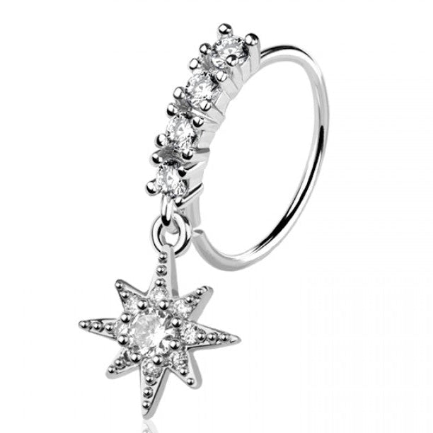 NORTHERN STAR CHARM BENDABLE NOSE RING HOOP - 20 GAUGE - 8MM