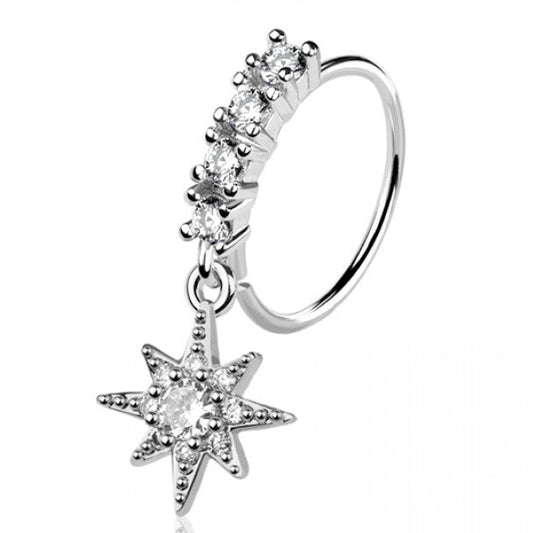 NORTHERN STAR CHARM BENDABLE NOSE RING HOOP - 20 GAUGE - 8MM