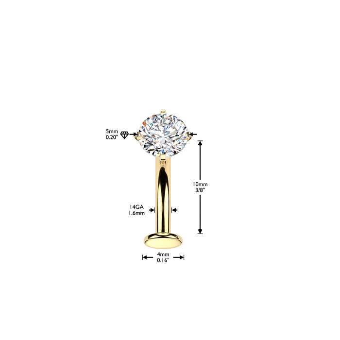 TITANIUM FLOATING CRYSTAL INTERNALLY THREADED BELLY BAR - 10MM
