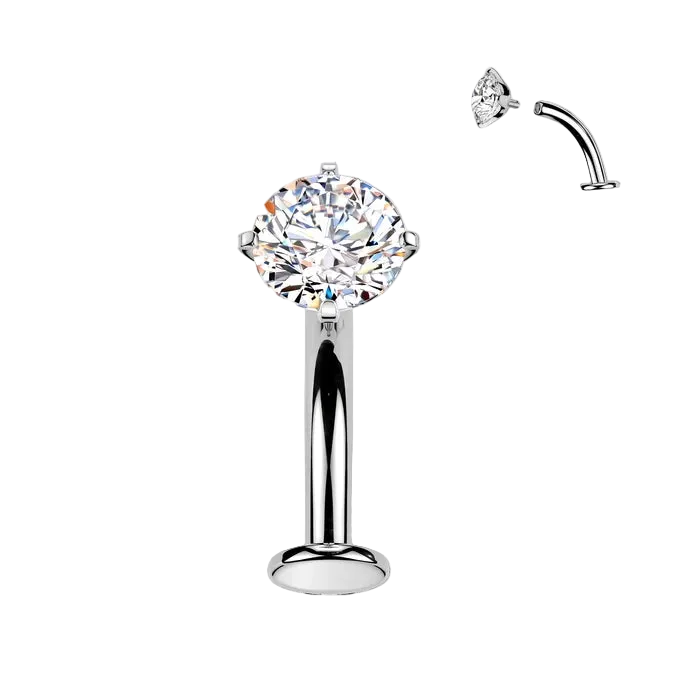 TITANIUM FLOATING CRYSTAL INTERNALLY THREADED BELLY BAR - 10MM