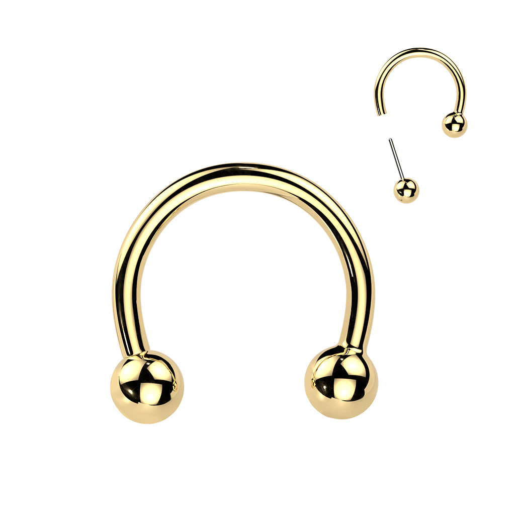 TITANIUM PLAIN THREADLESS CIRCULAR HORSESHOE BARBELL - 16 GAUGE 8MM & 10MM