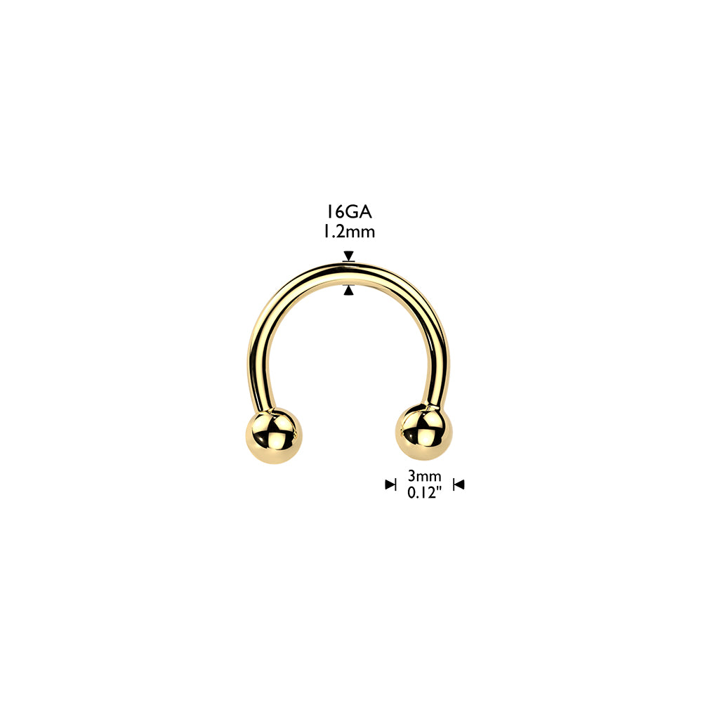 TITANIUM PLAIN THREADLESS CIRCULAR HORSESHOE BARBELL - 16 GAUGE 8MM & 10MM