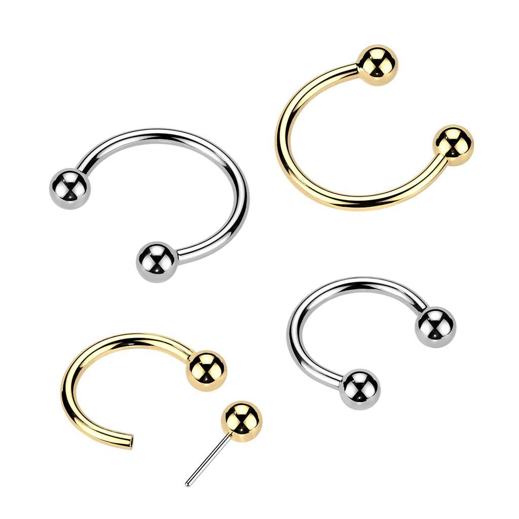 TITANIUM PLAIN THREADLESS CIRCULAR HORSESHOE BARBELL - 16 GAUGE 8MM & 10MM