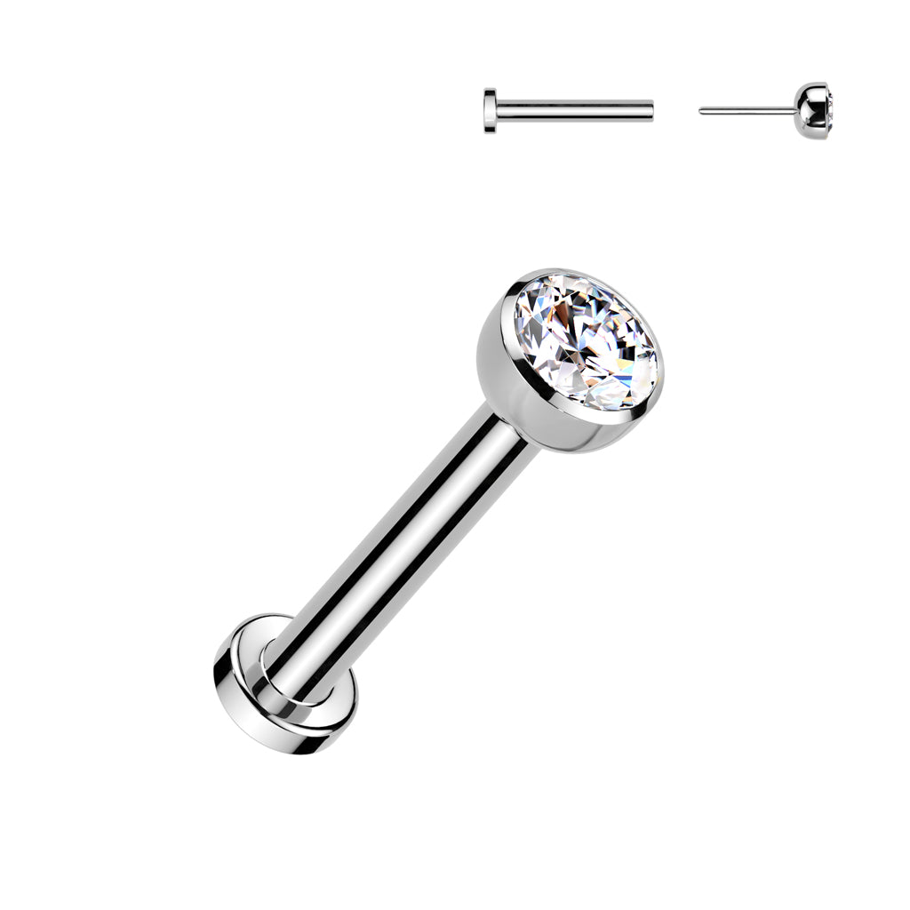 TITANIUM DAINTY SILVER THREADLESS STUD - 20 GAUGE - 6MM