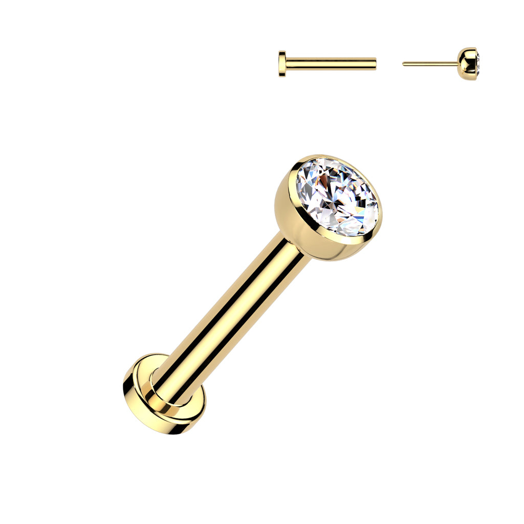 TITANIUM DAINTY GOLD THREADLESS STUD - 20 GAUGE - 6MM