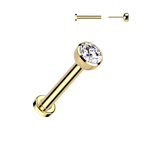 TITANIUM DAINTY GOLD THREADLESS STUD - 20 GAUGE - 6MM