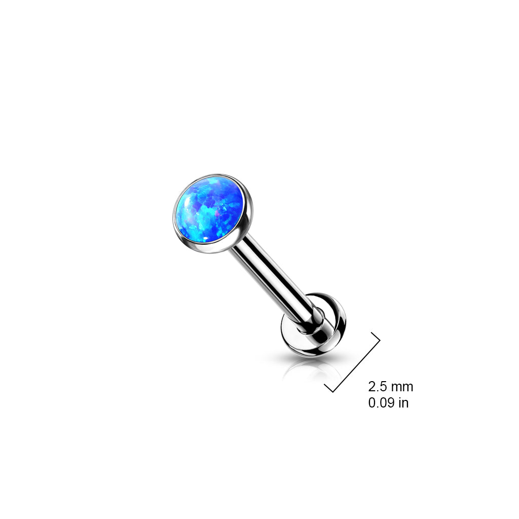 TITANIUM DAINTY OPAL BLUE THREADLESS STUD - 20 GAUGE - 6MM