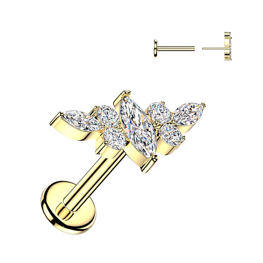 TITANIUM CRYSTAL MARQUISE CLUSTER FLAT BACK STUD