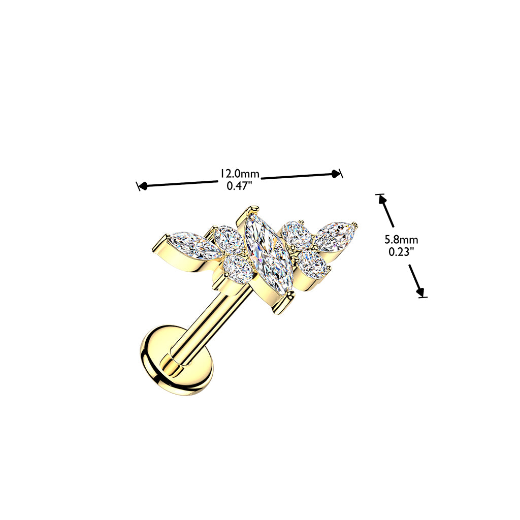 TITANIUM CRYSTAL MARQUISE CLUSTER FLAT BACK STUD
