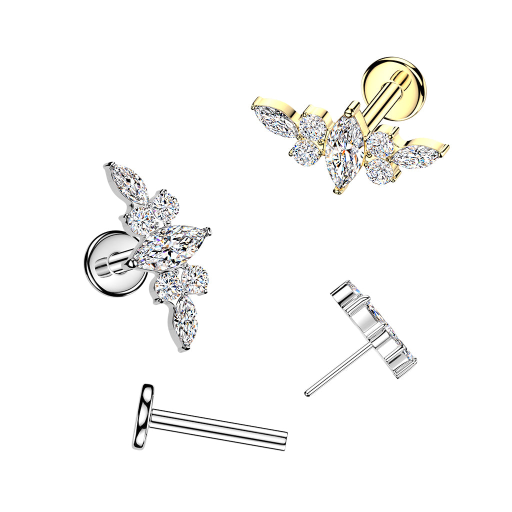 TITANIUM CRYSTAL MARQUISE CLUSTER FLAT BACK STUD