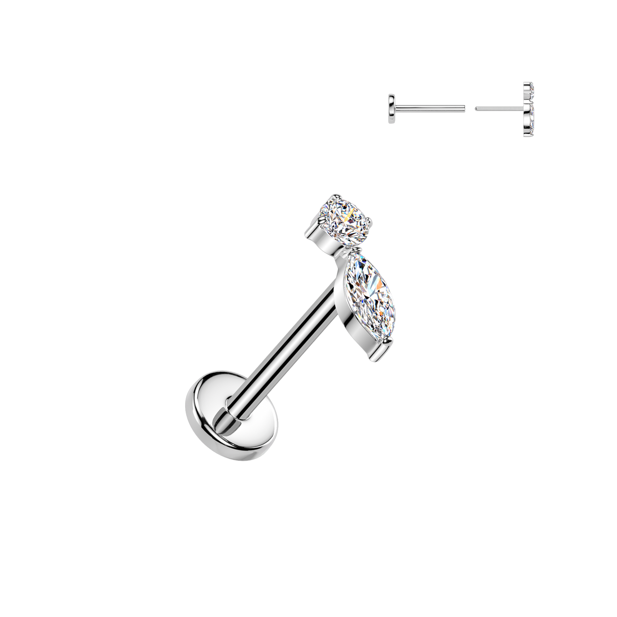 TITANIUM MICRO CRYSTAL TEARDROP FLAT BACK STUD