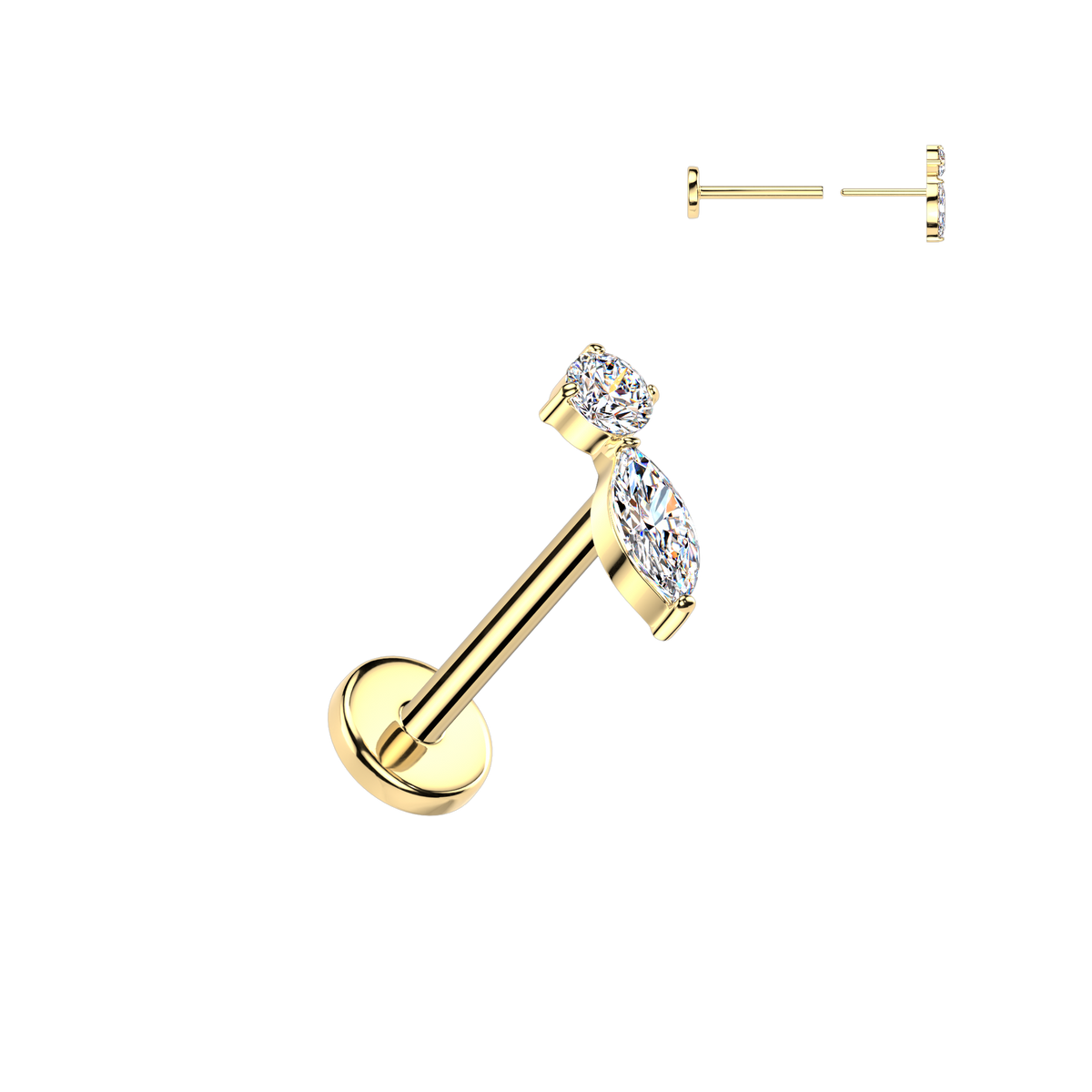 TITANIUM MICRO CRYSTAL TEARDROP FLAT BACK STUD