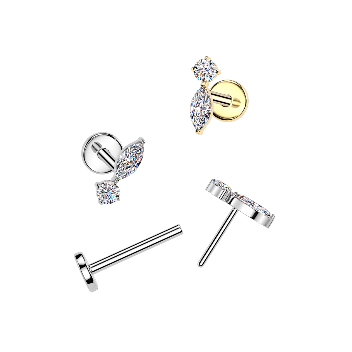 TITANIUM MICRO CRYSTAL TEARDROP FLAT BACK STUD