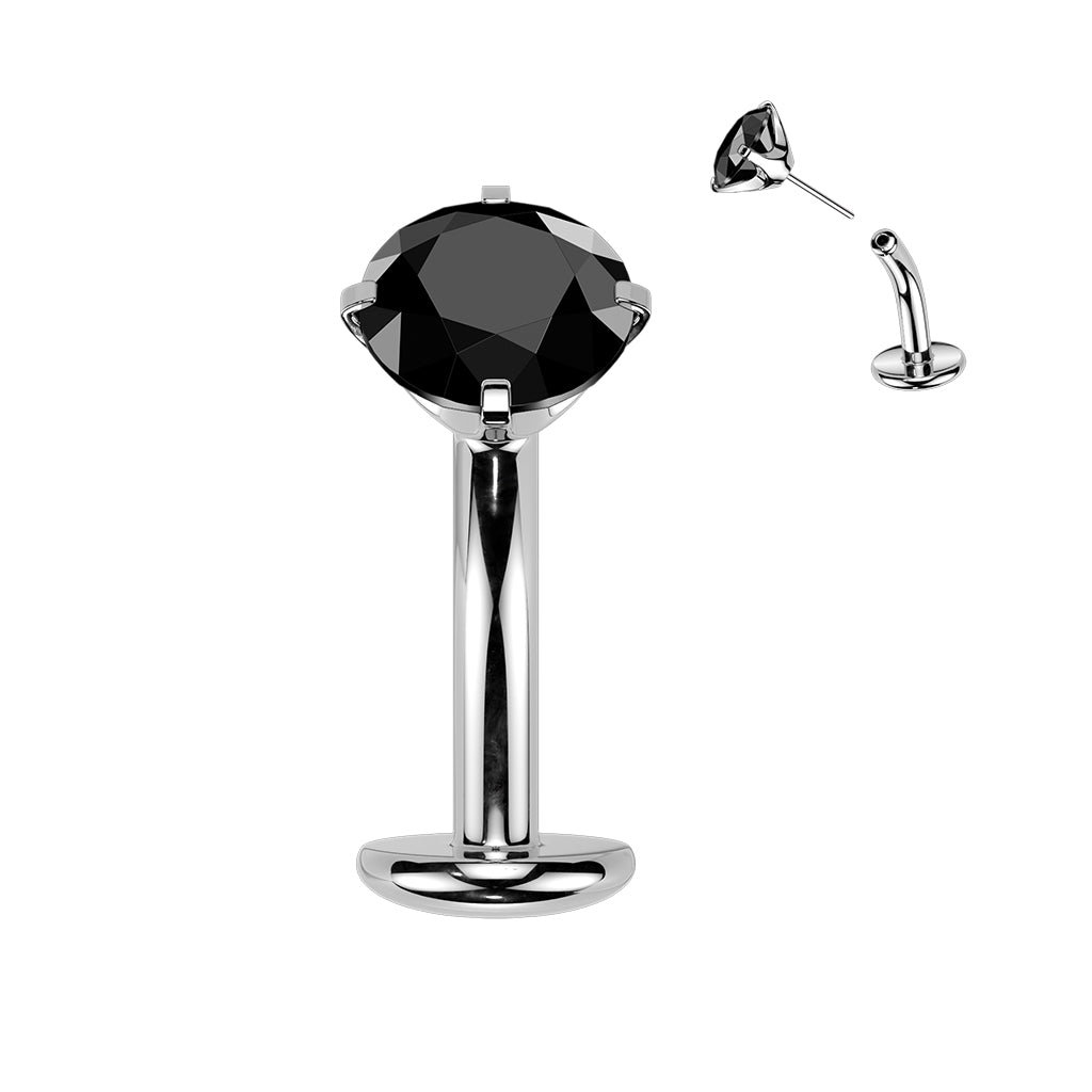 TITANIUM BLACK CRYSTAL FLOATING THREADLESS FLAT DISK BELLY BAR - 14 GAUGE - 8MM