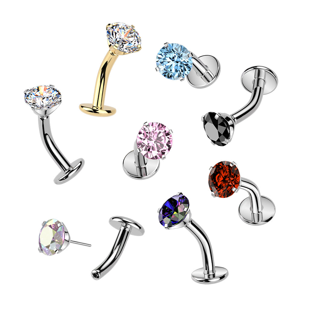 TITANIUM AURORA CRYSTAL FLOATING THREADLESS FLAT DISK BELLY BAR - 14 GAUGE - 8MM
