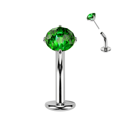 TITANIUM EMERALD GREEN CRYSTAL FLOATING BELLY BAR - 14 GAUGE -10MM THREADLESS