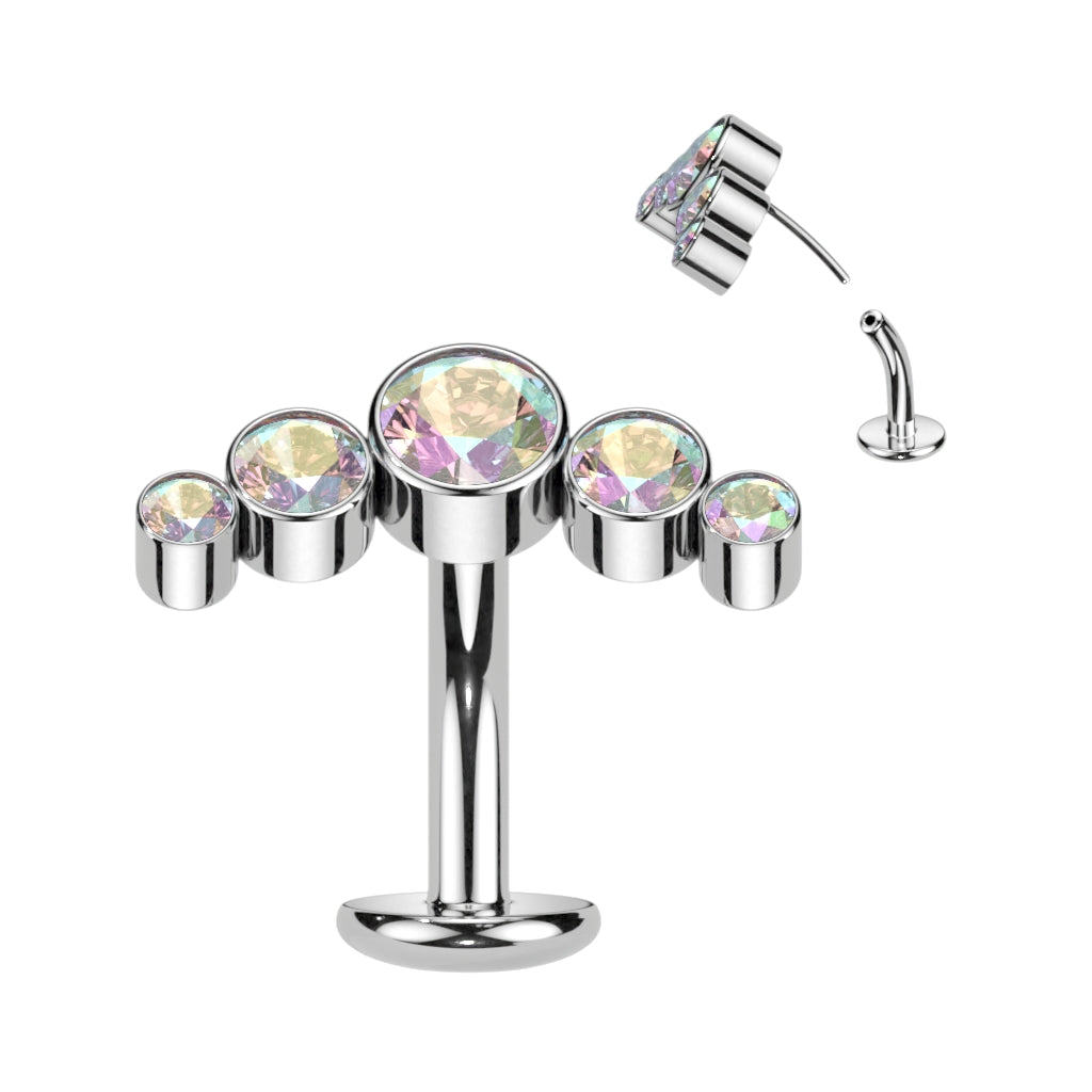 TITANIUM AURORA CRYSTAL LINED FLOATING BELLY BAR - 14 GAUGE - 8MM