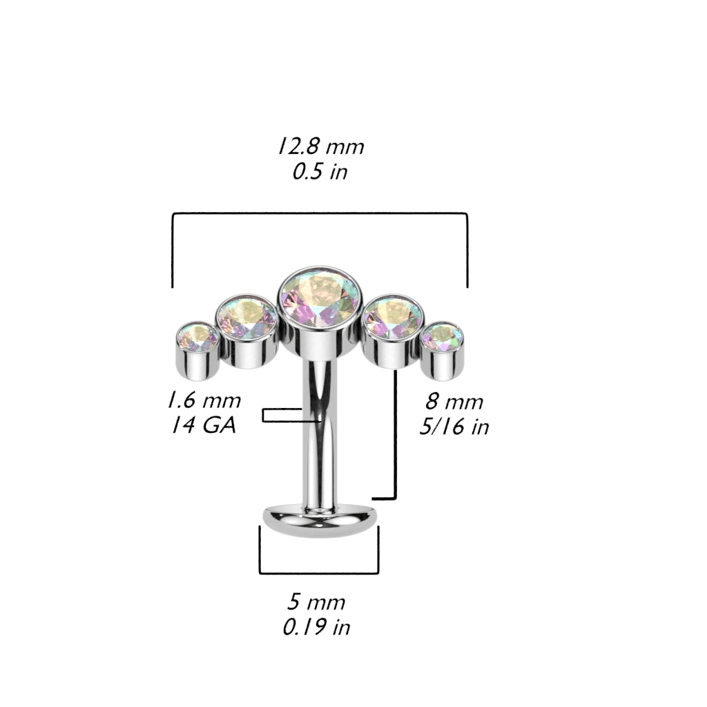 TITANIUM AURORA CRYSTAL LINED FLOATING BELLY BAR - 14 GAUGE - 8MM