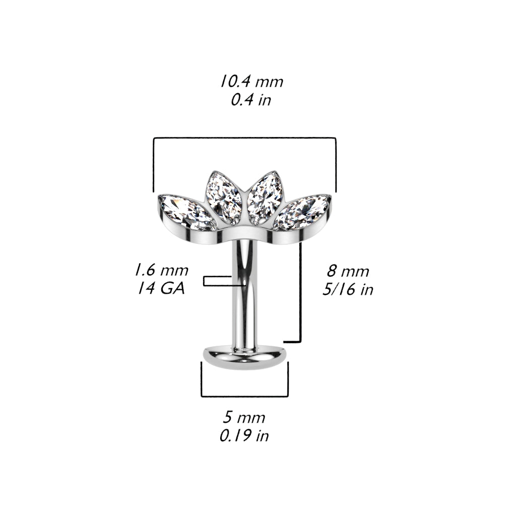 TITANIUM AURORA CRYSTAL MARQUISE  FLOATING BELLY BAR - 14 GAUGE - 8MM