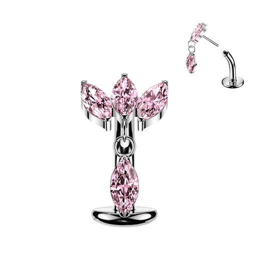 TITANIUM PINK FLOATING MARQUISE CHARM -14 GAUGE - 8MM