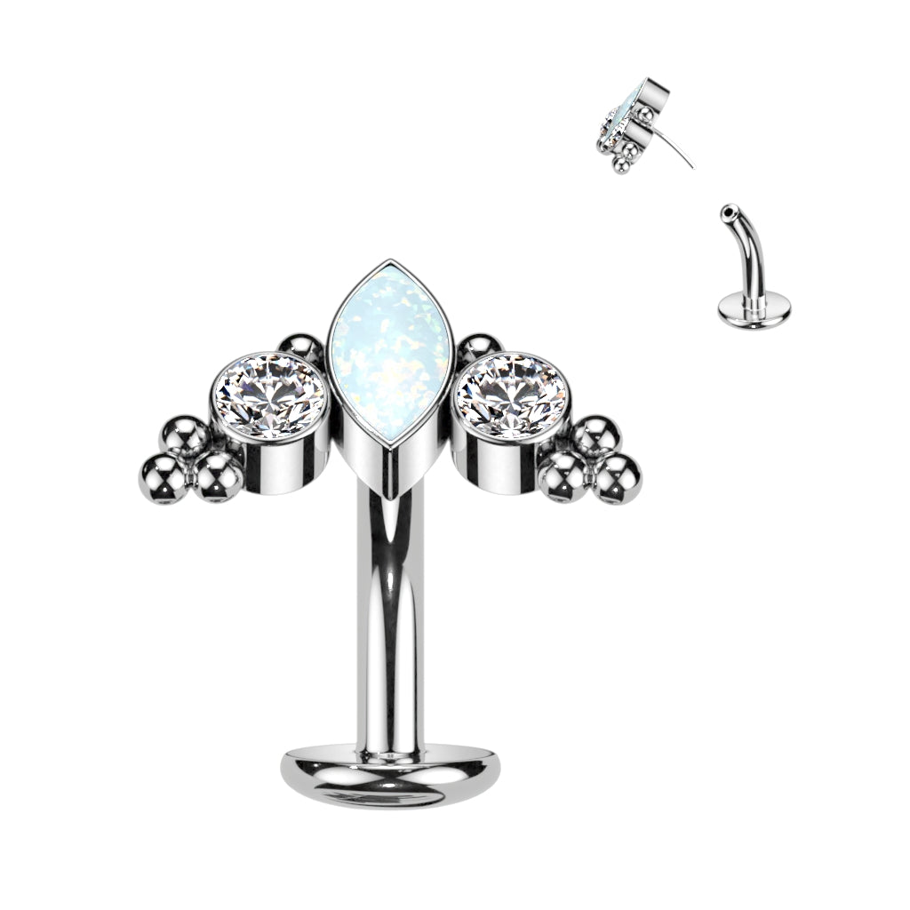 TITANIUM OPAL CRYSTAL FLOATING BELLY BAR - 14 GAUGE -8MM