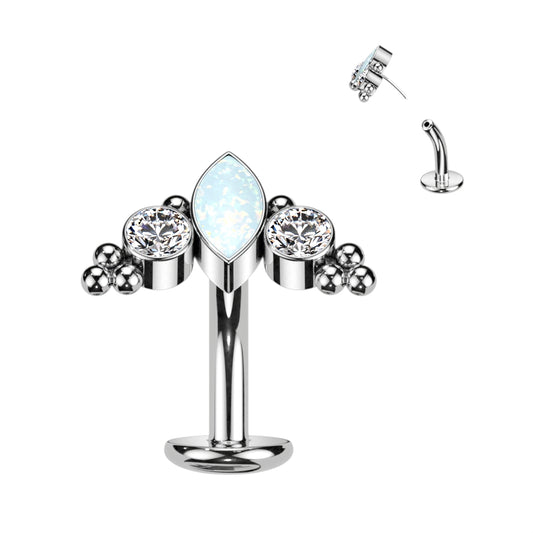 TITANIUM OPAL CRYSTAL FLOATING BELLY BAR - 14 GAUGE -8MM