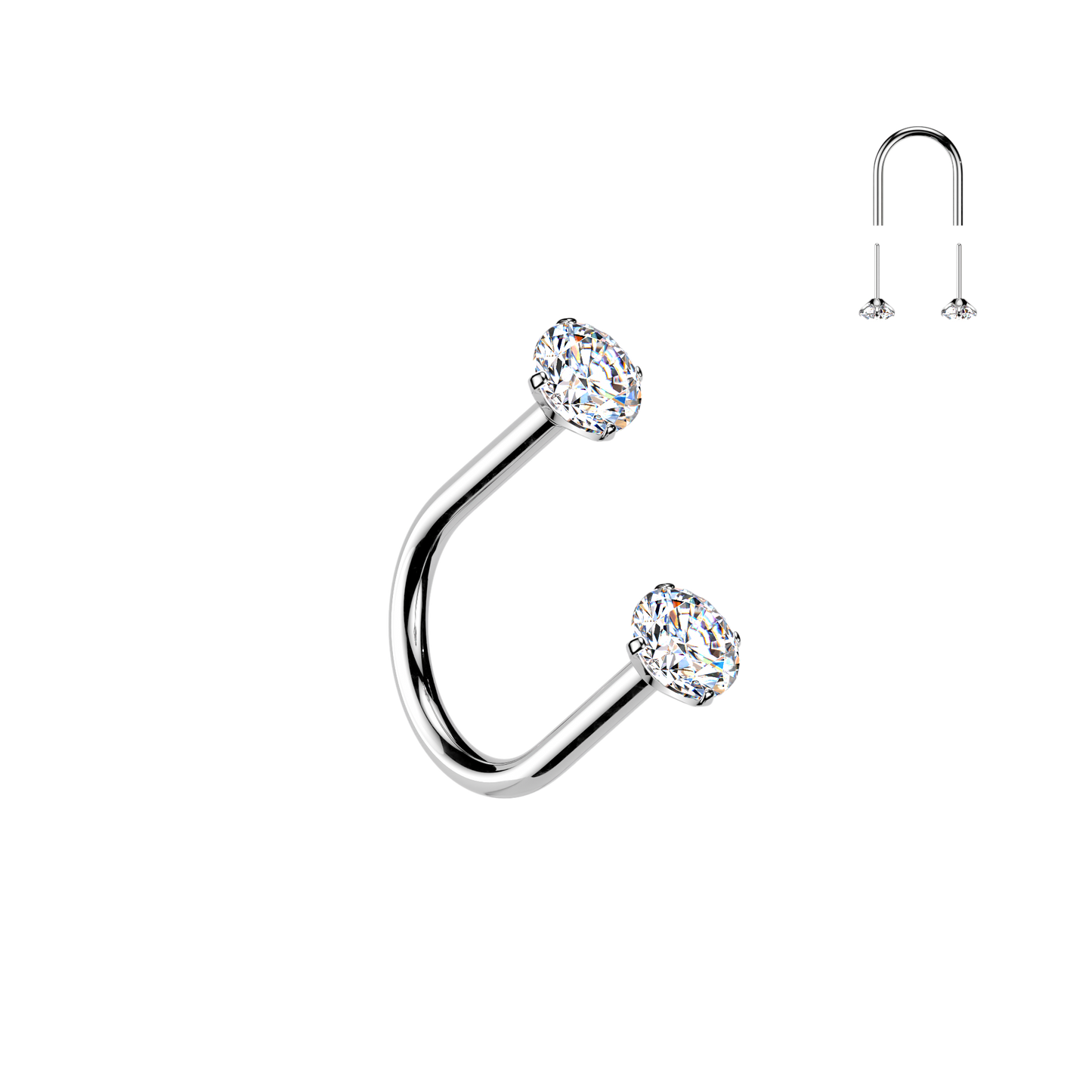TITANIUM DOUBLE CRYSTAL U HOOP - 6MM -16 GAUGE THREADLESS