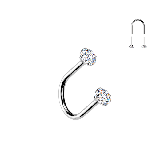 TITANIUM DOUBLE CRYSTAL U HOOP - 6MM -16 GAUGE THREADLESS