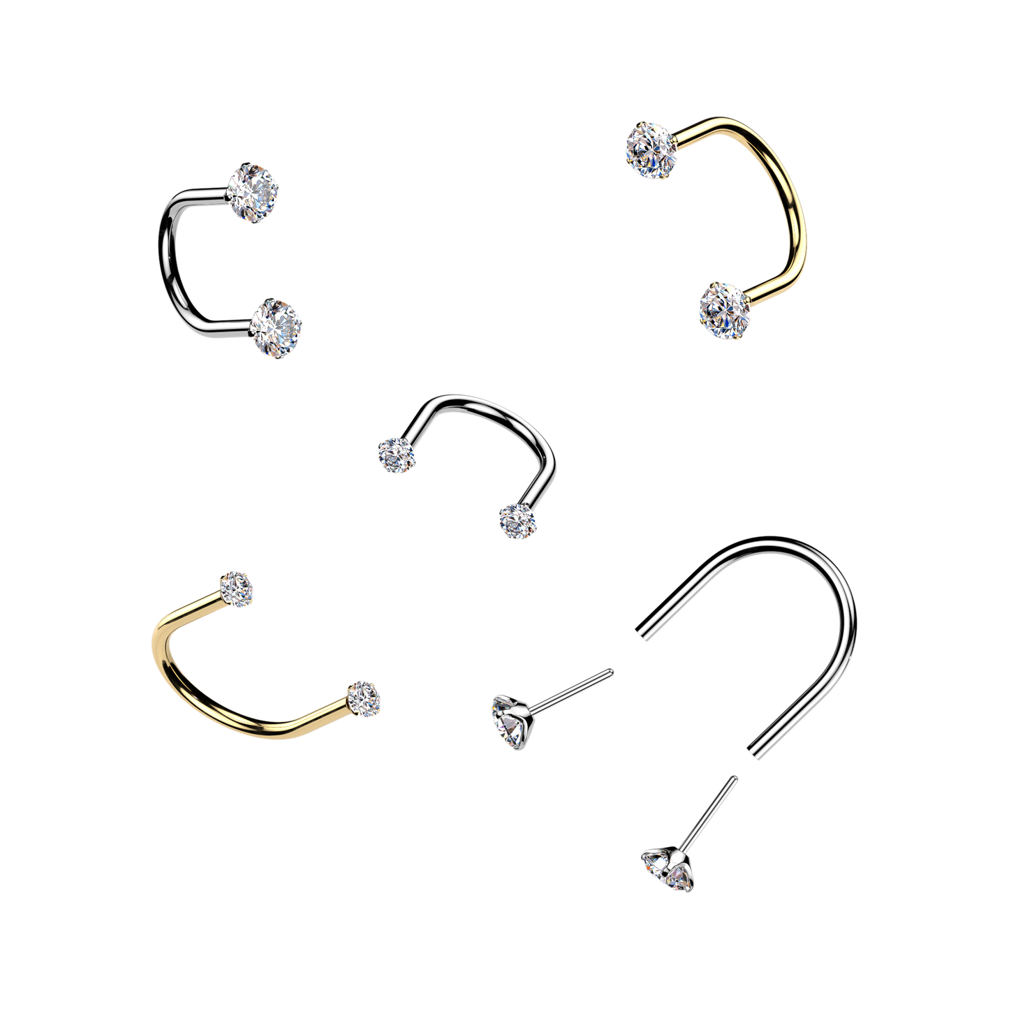 TITANIUM DOUBLE CRYSTAL U HOOP - 6MM -16 GAUGE THREADLESS