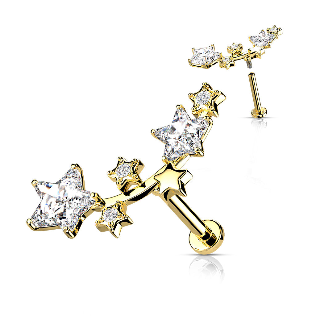 SHOOTING STARS FLAT BACK LABRET STUD