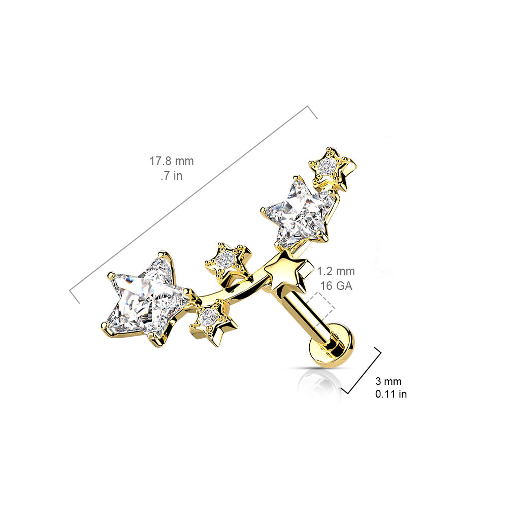 SHOOTING STARS FLAT BACK LABRET STUD