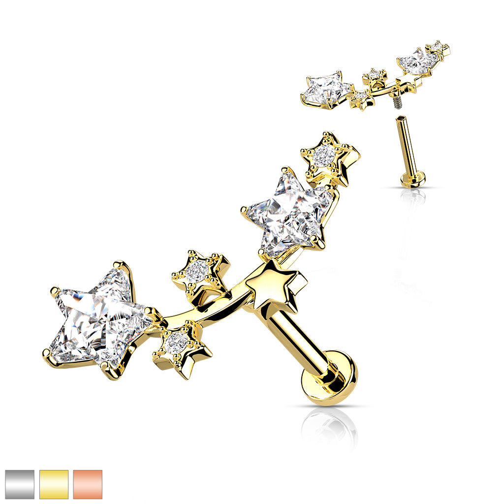 SHOOTING STARS FLAT BACK LABRET STUD
