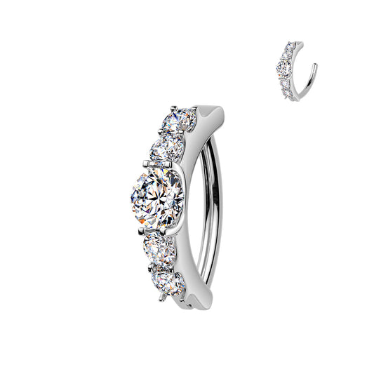 TITANIUM PREMIUM LUX MOISSANITE BELLY RING CLICKER BAR - 14 GAUGE - 12MM