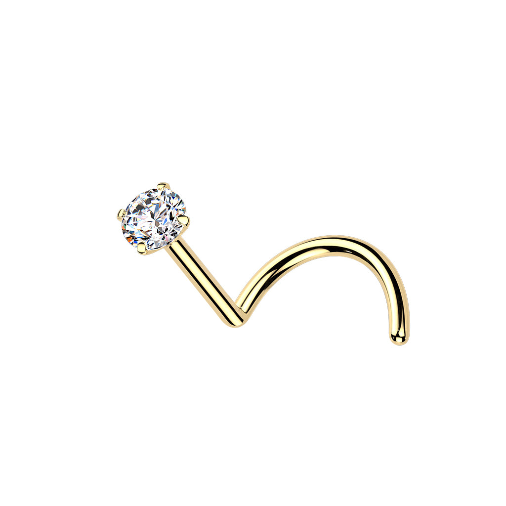 TITANIUM ROUND MOISSANITE CRYSTAL NOSE STUD - 20 GAUGE