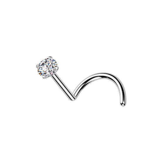TITANIUM ROUND MOISSANITE CRYSTAL NOSE STUD - 20 GAUGE