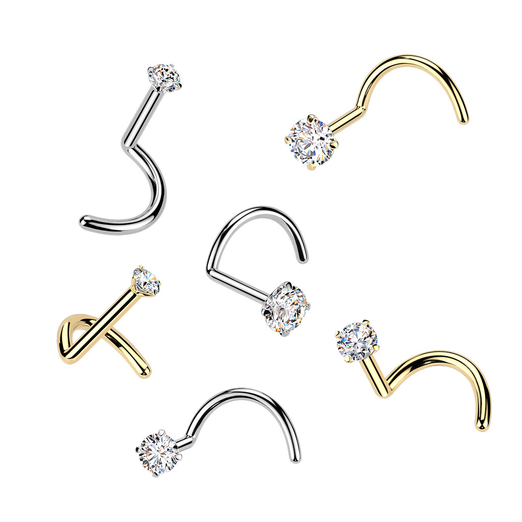 TITANIUM ROUND MOISSANITE CRYSTAL NOSE STUD - 20 GAUGE