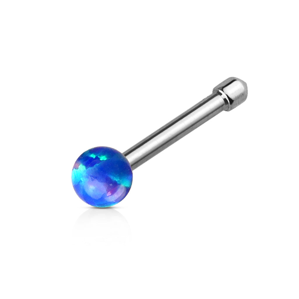 DAINTY OPAL TOP NOSE BONE STUD - 20 GAUGE - 6MM